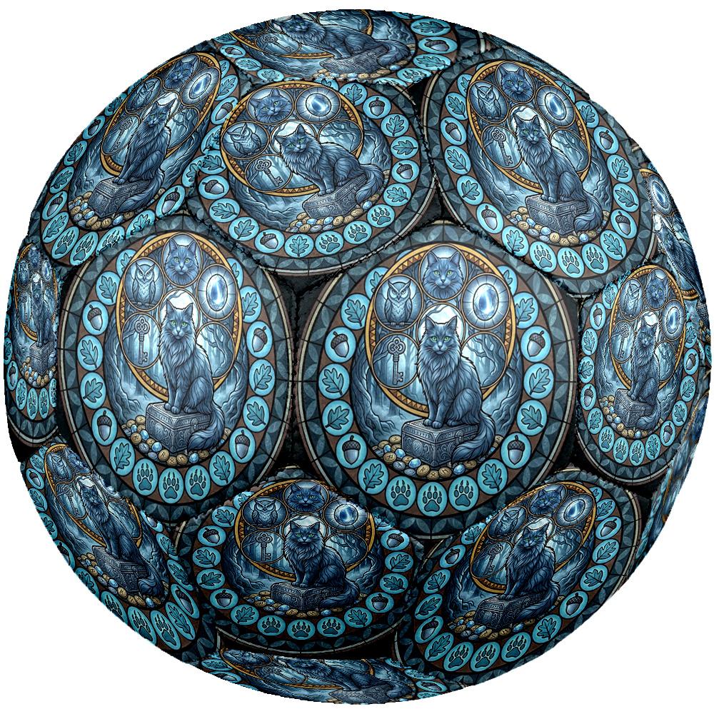 Cat Owl Mandala Round Football Size 5 Adult Ball Suitable for Training Matches and Outdoor Team.