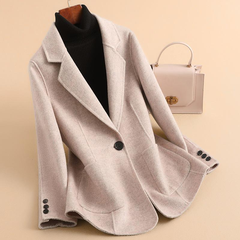 Autumn New Double-sided Wool Short Small Suit Coat Slim-fitting High-end Small Woolen Coat Women