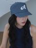 Olinkeompeulliteu Striped Stitch Denim Pillbox Cap