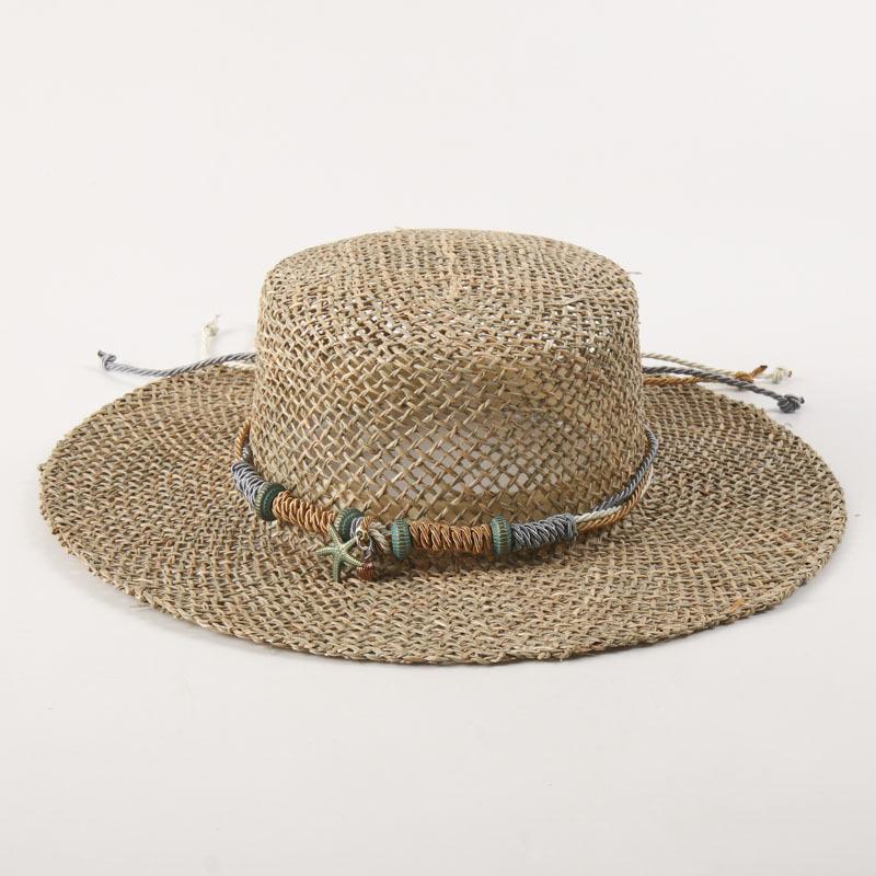 Women Wide Brim Foldable Straw Beach Hat Summer UV Protection Sun Hat Hollow Pointed Top Breathable Travel Outdoor