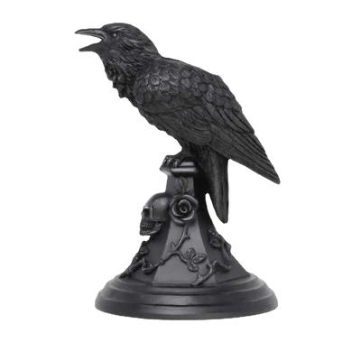 The Raven Crow Perching On Black Rose Owl Halloween Gothic Candlestick Tabletop Decoration Resin Handicraft Display Candle Holder Decorative Figurine