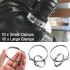 20Pcs Stainless Steel Auto Hoses Clamps Adjustable 20-125mm Car Accessories Cars CV Boots Clamps
