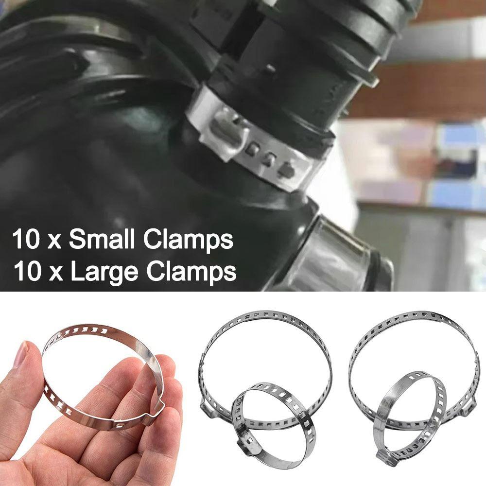 20Pcs Stainless Steel Auto Hoses Clamps Adjustable 20-125mm Car Accessories Cars CV Boots Clamps