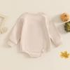 Newborn Baby Boys Girls Halloween Romper Long Sleeve Crewneck Letter Pumpkin Embroidered Casual Jumpsuit