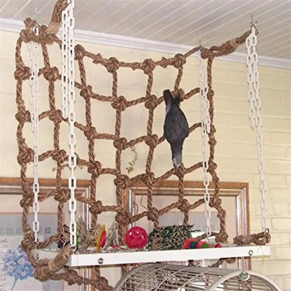 New Woven Linen Rope Parrot Climbing Net 40*40cm Khaki Parrot Rope Net Bird Toy Swing Parrot Climbing