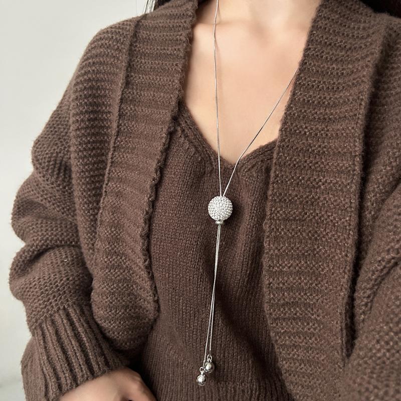 No fading autumn and winter sweater chain simple niche long necklace women's pendant fringed accessories pendant