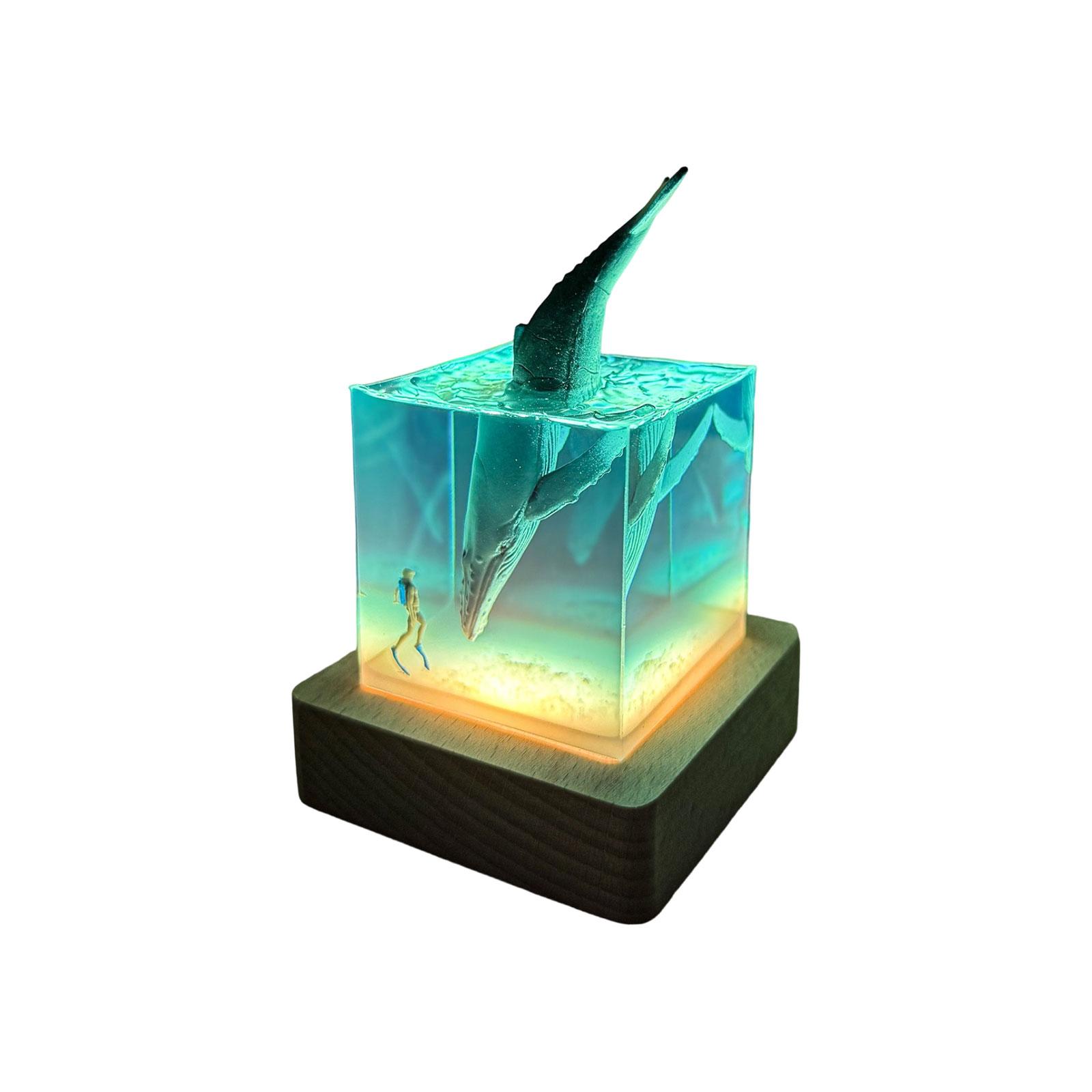 

Миниатюрный океанский кит, ночник из эпоксидной смолы | Модная игрушка | Подарок на день рождения | Резиновая фигурка для дома, рабочего стола и гостиной One Size