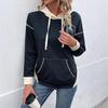Autumn 2026 Women's Color Block Hooded Pullover with Pockets