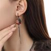 Androgynous Asymmetrical Red Crescent Tassel Earrings - High-End Sweet Cool Style Jewelry