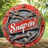 Hisun Tin Sign Vintage Snapon Tools Retro Metal Tin Painting Rustic Distressed D Effect Wrench Pliers Round Wall Art Decor Classic Mechanic