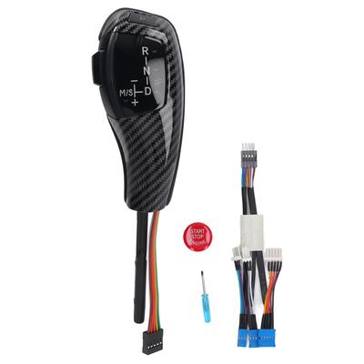 Kit de Actualización de Pomo de Palanca de Cambios LED con Botón de Arranque/Parada del Motor para E61 E60 E46 Volante a la Izquierda Estilo Fibra de Carbono