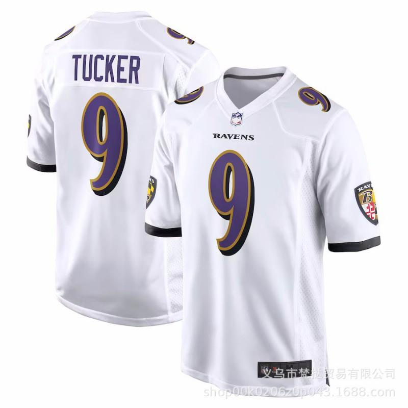 Camiseta NFL Baltimore Ravens para Hombre 8 Lamar Jackson 14 Marquise Brown Morado Blanco Negro Mezcla de Algodón Manga Corta Cuello en V Fanático del Deporte