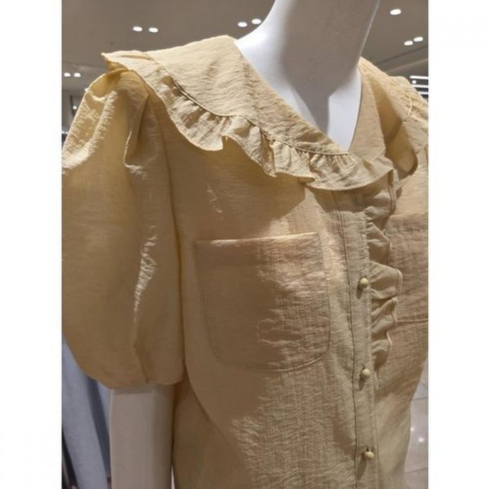 Cc Collect Ruffle Detail Wide Collar Blouse  C262msc136 