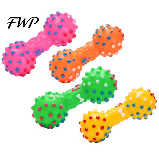 Durable Dog Chew Toys Squeaky Dumbbell Toy, Vinyl Spiky Teeth Cleaning for Dogs Toy Small Large Interactive Play Oral Health Pet