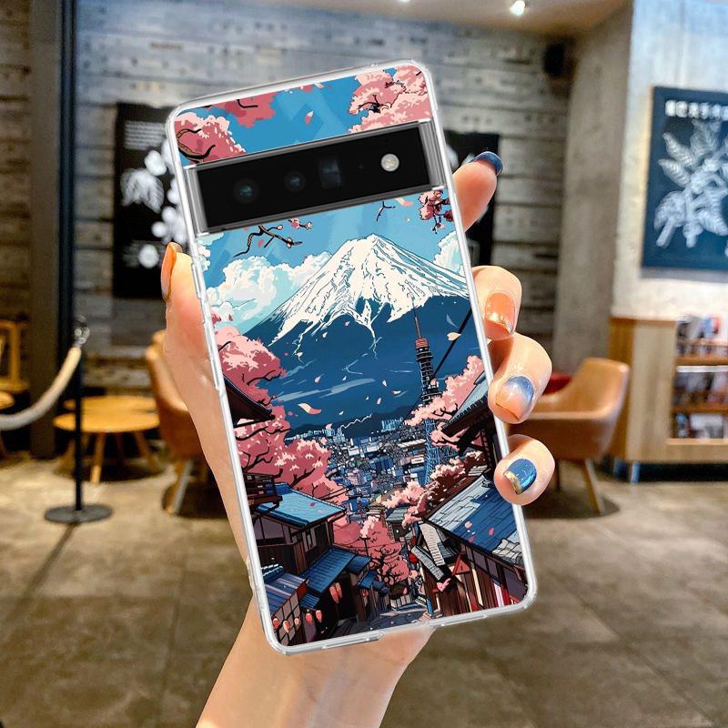 Phone Case For Google Pixel 9 8 7 6 9A 8A 7A 6A 5 4 5A 4A 3A Pro XL Soft TPU Cover Landscape Japan Series Aestheticism Scenery