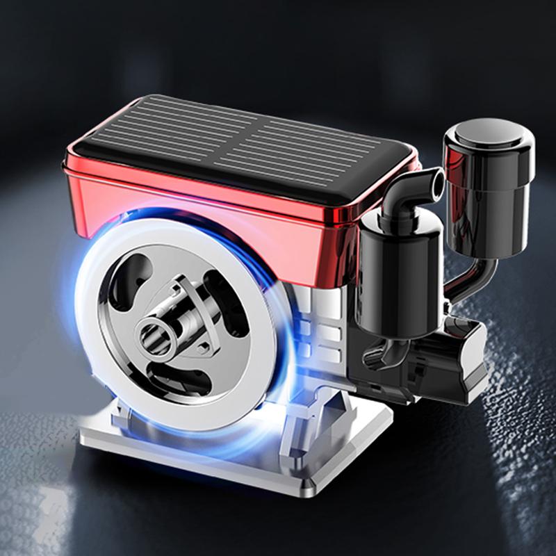 Solar Powered Car Air Freshener Automatic Rotation Creative Design Engine Styling Diffuser With Scent Tablet
