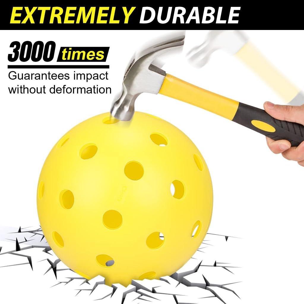 Outdoor Pickleball 74mm Diameter Pickleball Hard PE 40-Hole Pickleball High Elasticity Durable Outdoor Pickleball 2-Pack
