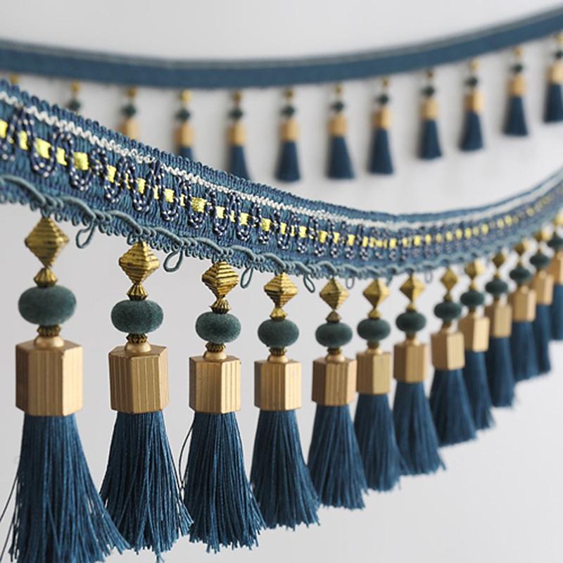 1M Tassel Beaded Fringe Trim Sewing Lace Crafts Trimmings Edging Curtain Accessories Pendant Cushion Table Upholstery Sofa Decor