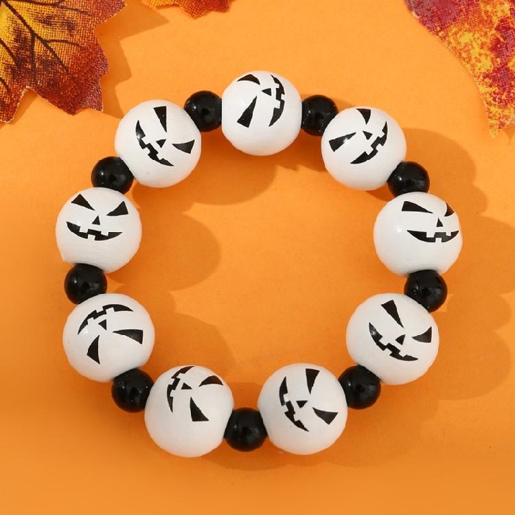 Skull Pumpkin Spiders Bead Bracelet Elastic Wristband Jewelry Stackable Bangl