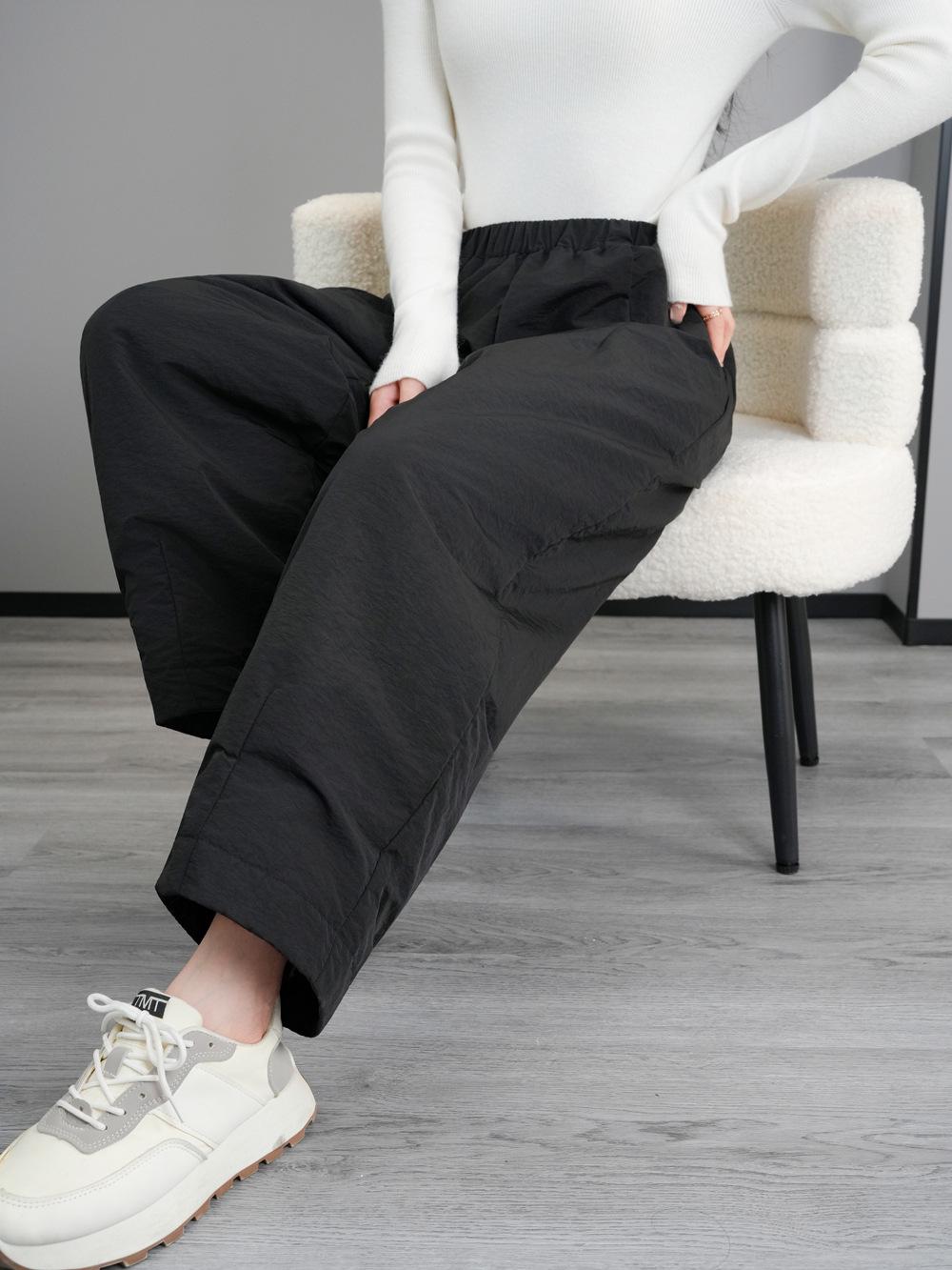 

2025 Women s High Waist Wide-Leg Duck Down Pants - Casual Outerwear 2XL чёрный