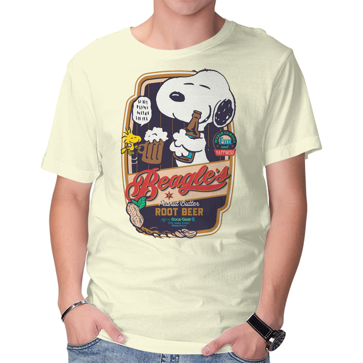 Unisex Crew Neck T-Shirt Beagle s Root Beer Graphic Short Sleeve Casual Tee XL