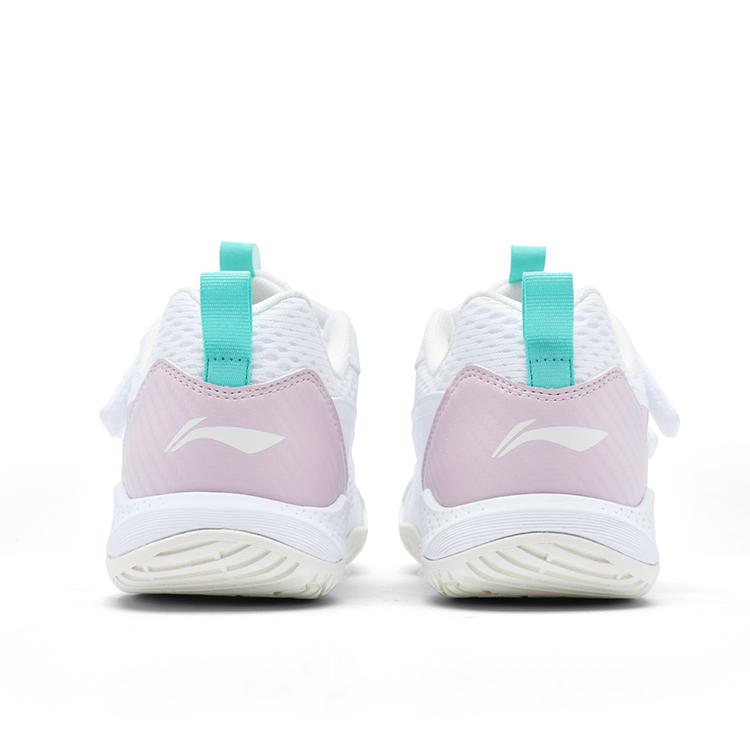 Li Ning Thunder Junior Feather Pioneer Professional Badminton Lightweight Shock Absorption Low Top Training Shoes Men sneaker Light-Pink AYTU042-3