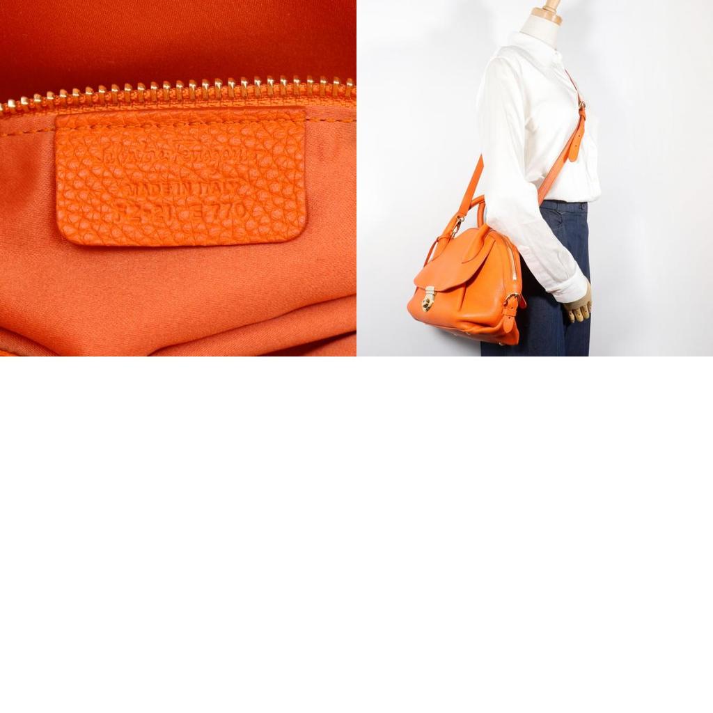 Salvatore Ferragamo Fiamma Handbag 2WAYShoulder Orange leather Women Used