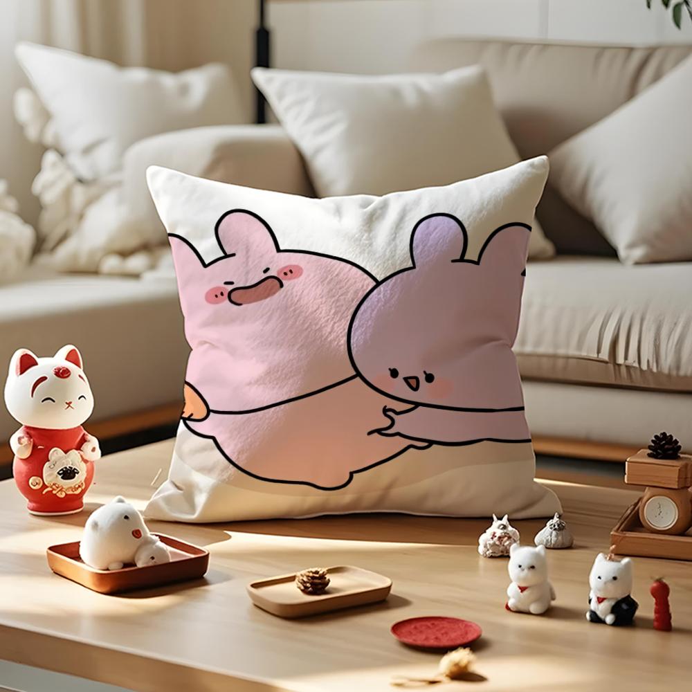 Asamimichaan Asleep Cute Asamimi Cushion Cover Silky Short Plush With Invisible Zipper Dustproof Sofa Pillow Case For Home Decor