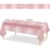 Pajean 3 Pcs Pink and Rose Gold Tablecloths Glitter Diamond Table Cover PE Girl Party Glitter Table Cloths Sequin Printed Plastic Tablecloths for