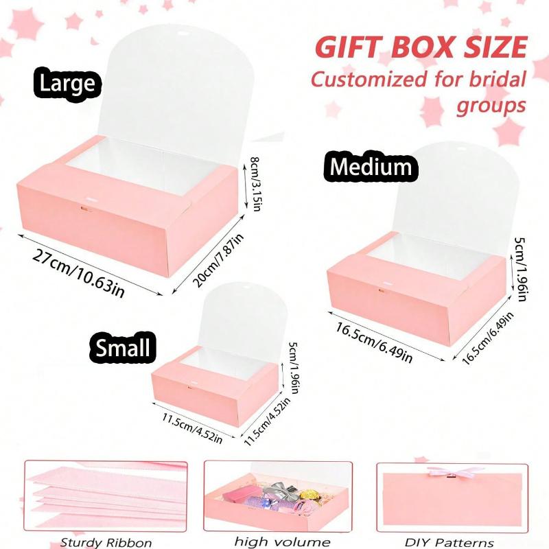 2 Stück - Deckel Geschenkbox mit Schleife Brautjungfern Heiratsantrag Box Geburtstagsgeschenk, Shower Party Valentinstagsgeschenke Valentinstag