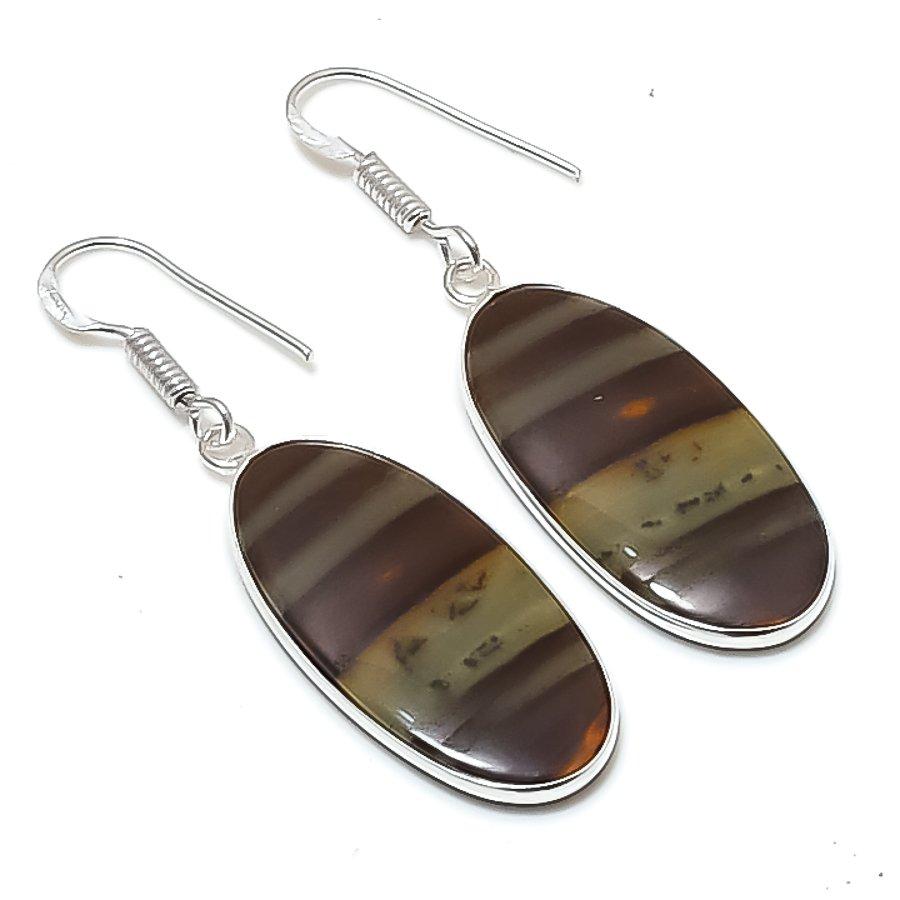 Natural Picasso Jasper Gemstone 925 Sterling Silver Jewelry Earring 1.89" AEE-10965