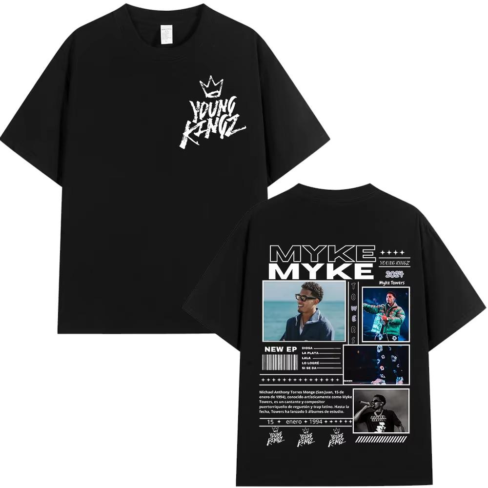2025 Rapper Myke Towers Europe Tour Tshirts Men Women Fashion Hip Hop Short Sleeve Tshirt Cotton Oversized T Shirts Streetwear