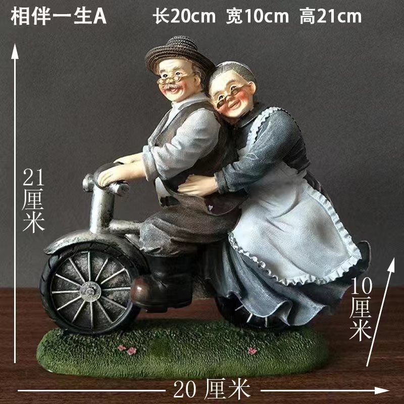 Europe Sweet Grandparents Resin Sculpture Accessories Art Wedding Anniversary Gifts Home Bedroom Desktop Statue Decoration Items
