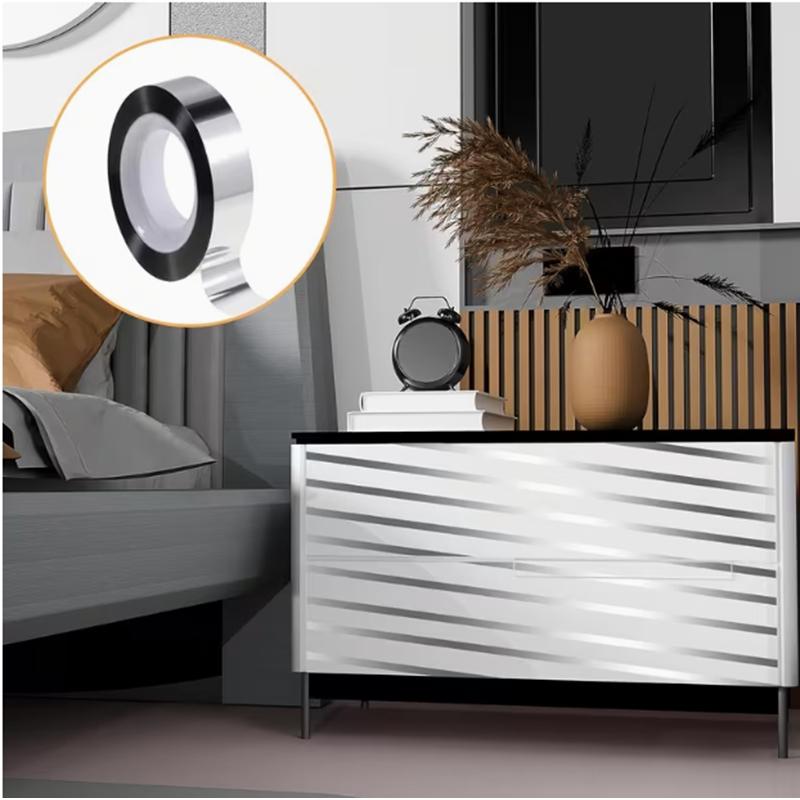 Metallic Silver Mirror Tape - Self-Adhesive Decorative Tape for DIY Crafts Wall Decor TV Frames & Gift Wrapping Decorative Tape