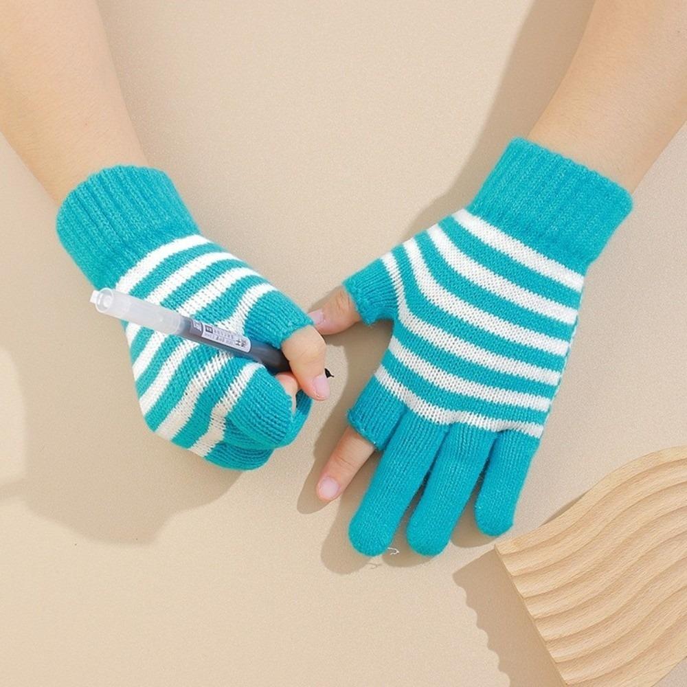 

Plush Warm Gloves Stripe Skiing Gloves New Driving Mittens Autumn and Winter 5