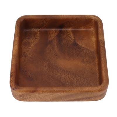 Prato de Frutas de Nogueira Bandeja de Servir de Madeira Elegante com Textura Lisa para Lanche Fruta Noz Utensílios de Cozinha Quadrado 15x15cm