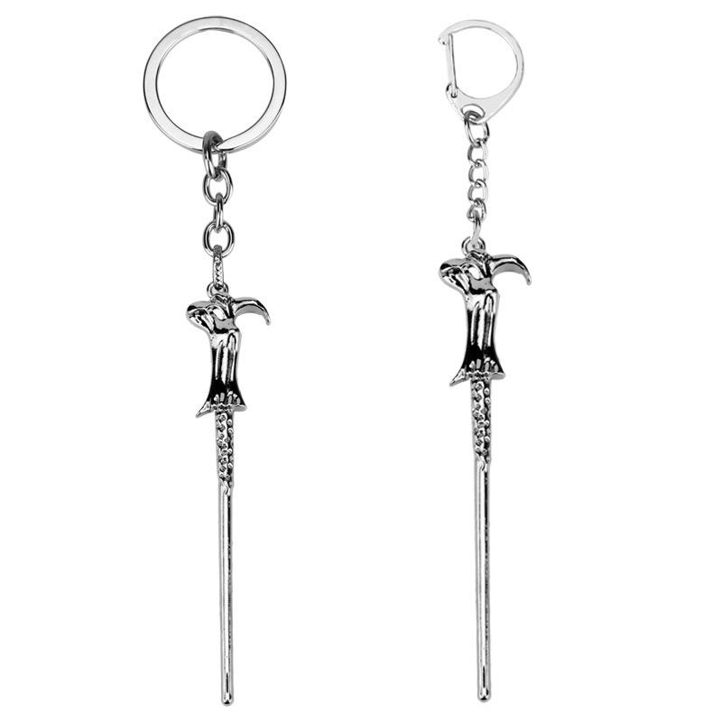 Metal Magic Wand Keychain Toy Movie Cosplay Prop Pendant Keychain Car Backpack Keychain Retro Jewelry Christmas Gift for Friends