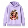 Kids Boys Girls Hooded Sweatshirt Cute Cartoon Girl Print Long Sleeve Pullover Hoodie Casual Warm Top For School Street Daily Wear For 3-12 Years Old