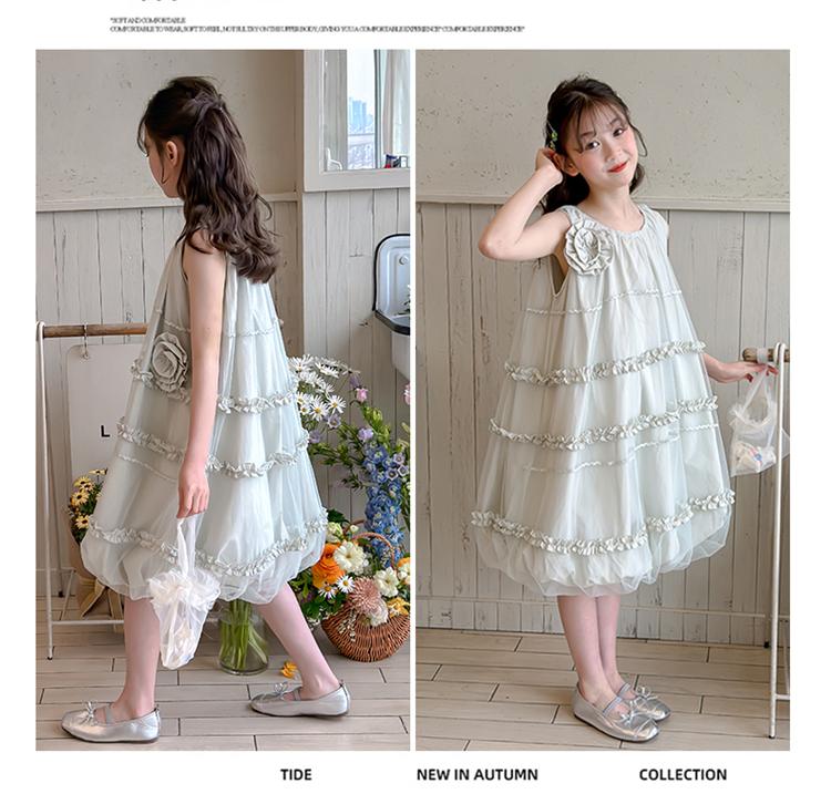 Girls' dress summer new style girls' thin cotton flower bud princess dress fashionable and stylish children's summer dress