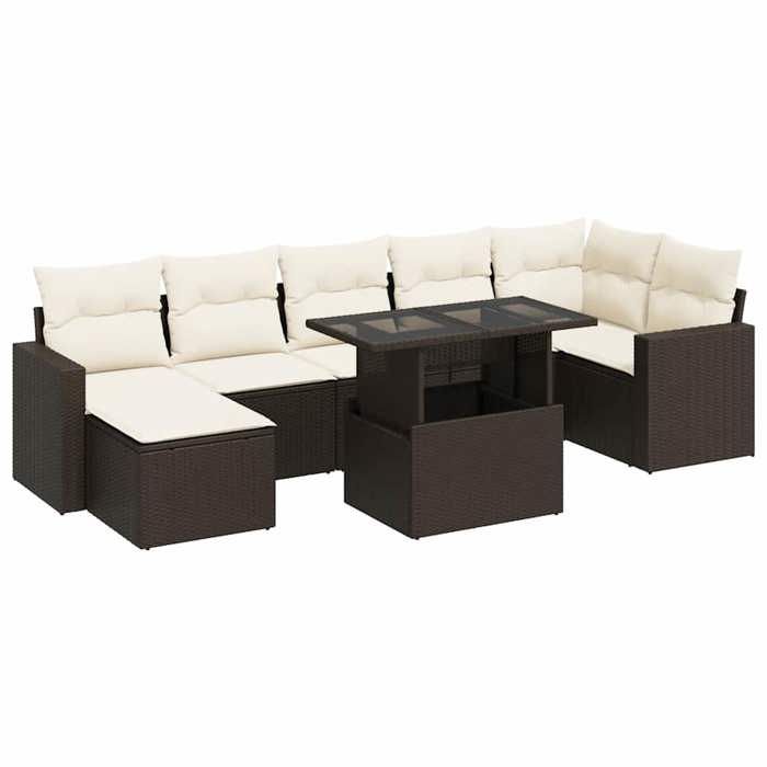 VidaXL Salon de jardin 8 pcs avec coussins marron résine tressée 3326364