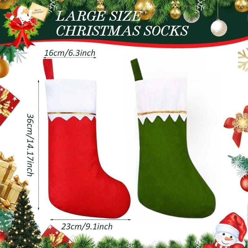 12/24PCS Christmas Stocking Hanging Bag Gift Bag Christmas Tree Hanging Decor Holiday Ornament Party Supplies for Home Decor