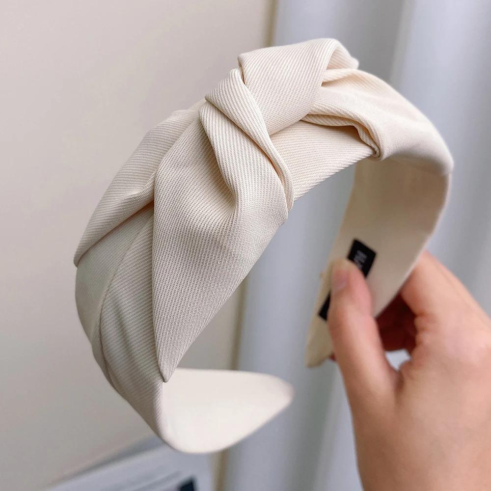 Girls Vintage Hair Bands Cloth Wide Hairband New Knotted Headbands for Women Headdress Soft Hair Hoop Hair Accessories Headwear