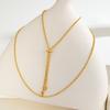Fashion Accessories Women'S Stainless Steel Rice Bead Chain Adjustable Necklace Gold 2140