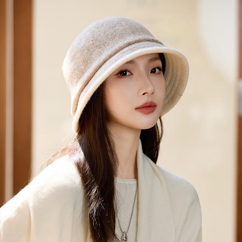 Elegant Temperament Basin Hat Women's Autumn and Winter Fashion Bucket Hat Bucket Hat Women's Winter Knitted Wool Hat Outdoor Travel Windproof Hat