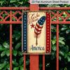 2D Flat, 1pc Patriotic Metal Sign - God Bless America Wall Art with Stars Feathers Design, 8x12 Inch Rustic Aluminum Sign for 4th of July Outdoor
