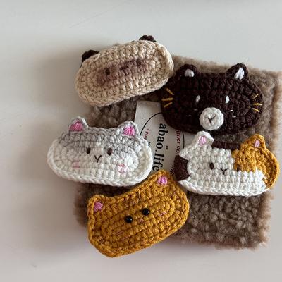 Knitted Crochet Hair Clip Cute Cartoon Cat Bb Clip Bangs Clip Edge Clip Hair Accessory  Style Headwear