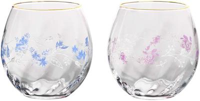 Tumbler Benedire Flower Pair Tumbler 380ml Set of 2 Clear Approx. G098-T278
