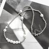 Titanium Steel Ball Pearl Necklace Round Ball Chain Simple Cool Hip Hop Ins Personalized Niche Splicing Sweater Chain Accessories Women