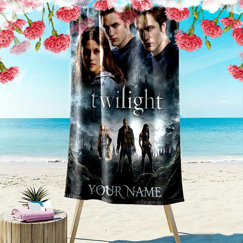 Name Custom Twilight Print Beach Towel, Large Soft Quick Dry Towel for Beach Camping Swimming