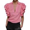 Women S Short Sleeve V Neck Ruffle Shirt Summer Casual